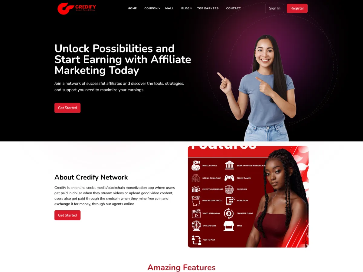 Credify Network website screenshot — project by Johnnybits